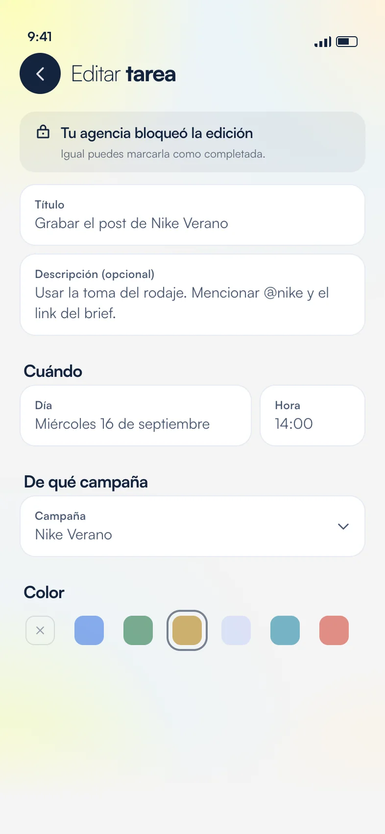 Tareas que pone la agencia
