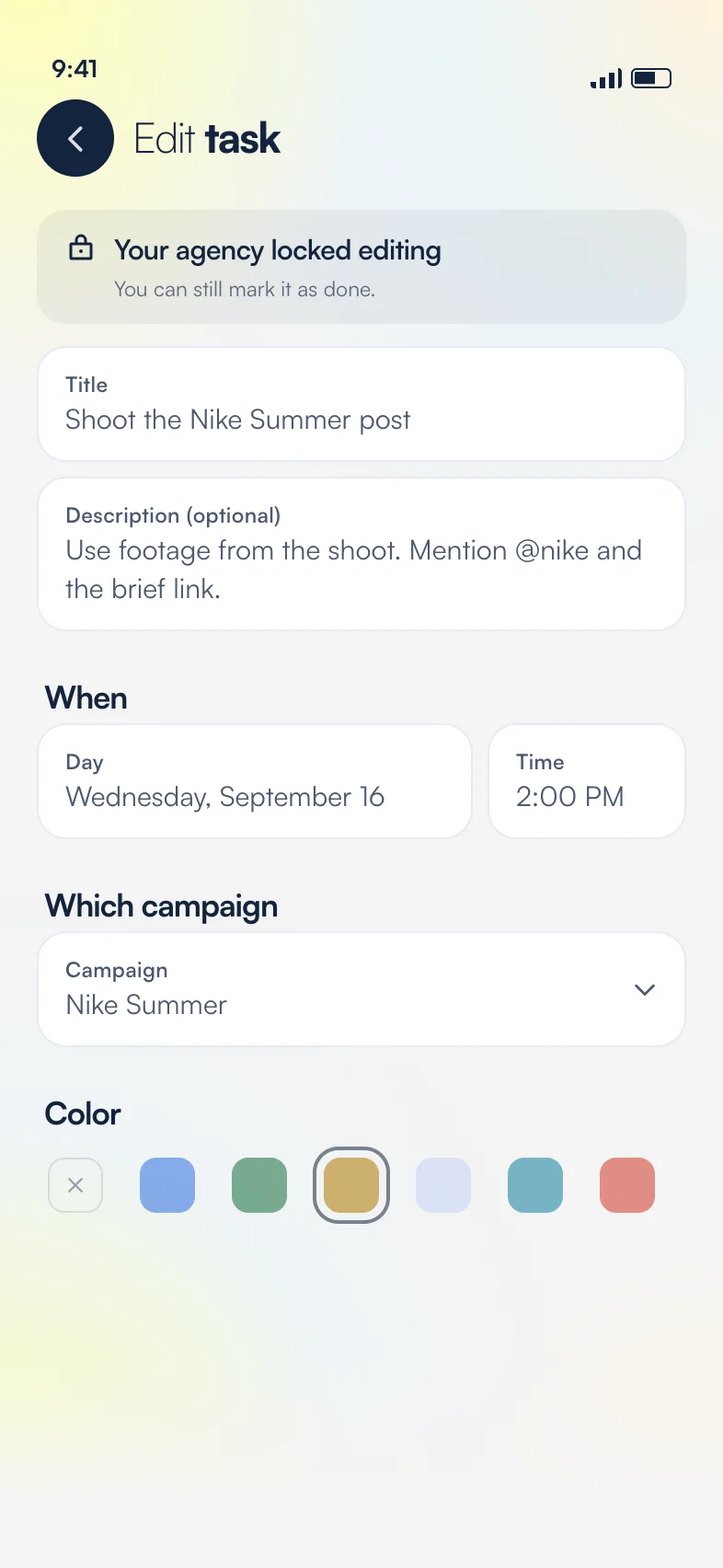 Tasks set by the agency